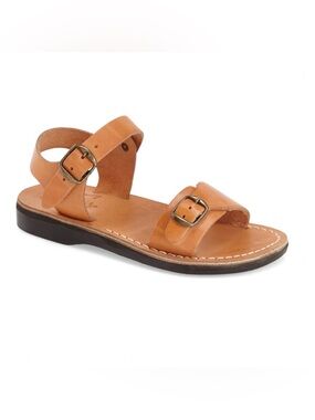 Women's Tan Leather Buckle Sandals